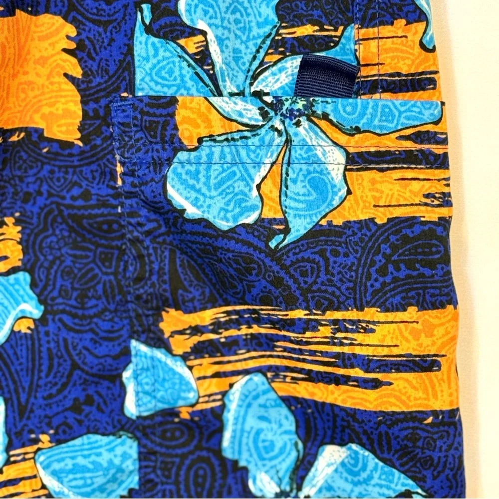 Blue &‎ Orange Hawaiian Tropical Men's Size 30 Board Shorts